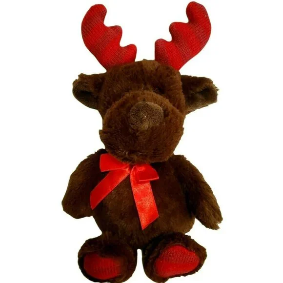 Plush Christmas Moose Brown Stuffed Knit Antler Deer Dan Dee Collector's Choice - Picture 1 of 6